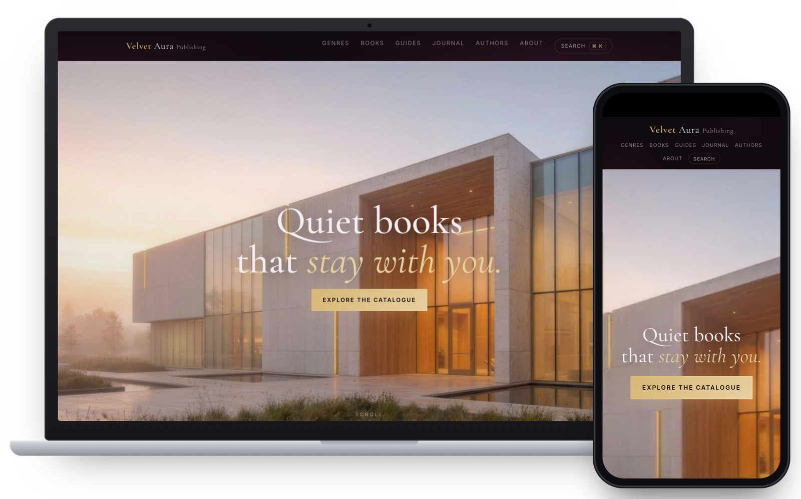 Website von Velvet Aura Publishing auf Laptop und Handy
