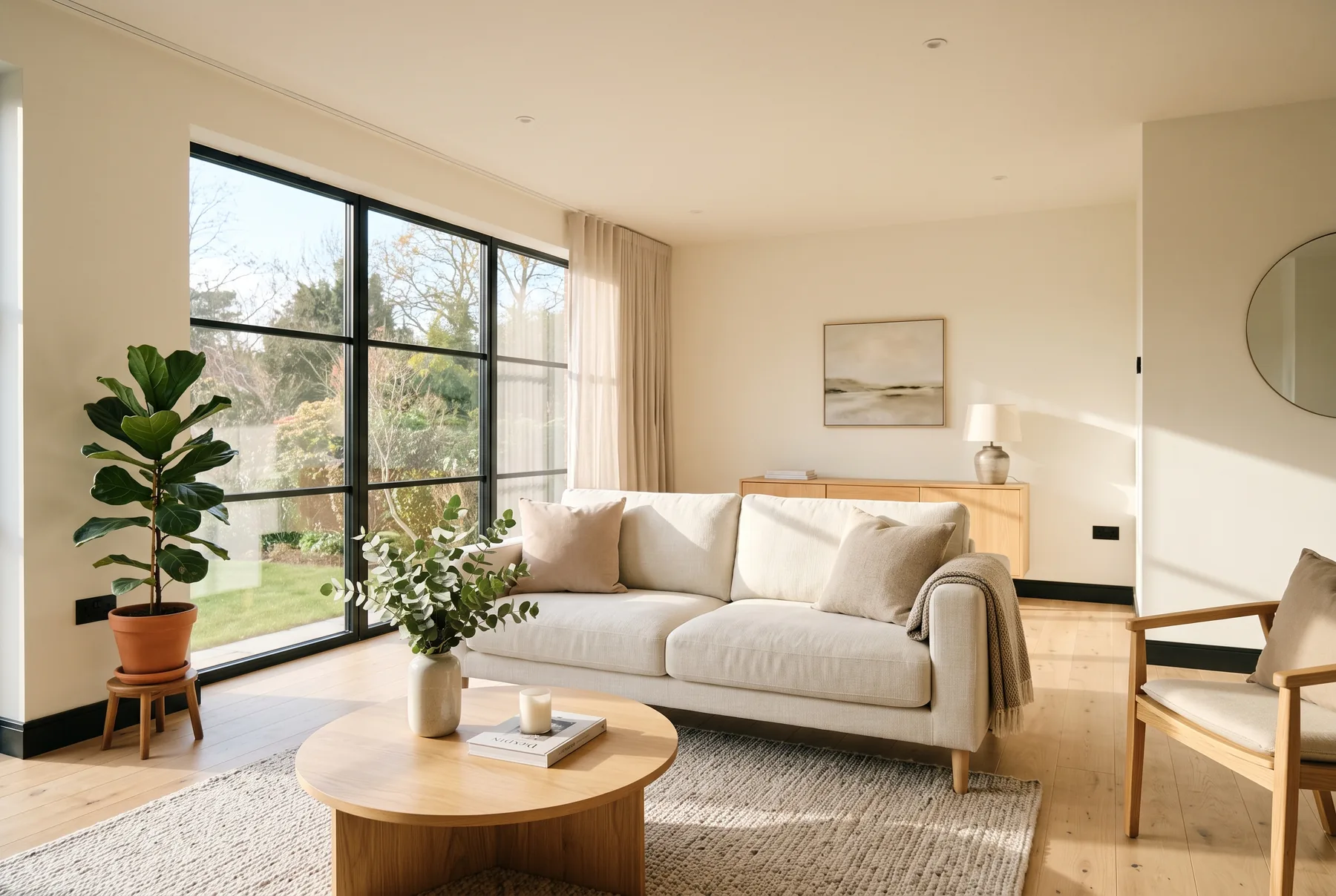 A freshly renovated bright living room